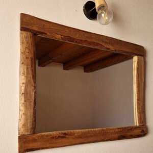 Specchio con cornice in legno rustico artigianale | Arredo naturale | Handmade