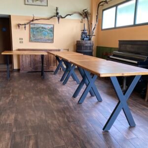 Gambe ad X in ferro verniciato per tavoli | Gambe robuste stile industrial | Supporti artigianali per piani in legno