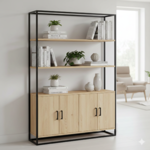 Libreria su misura in metallo e legno